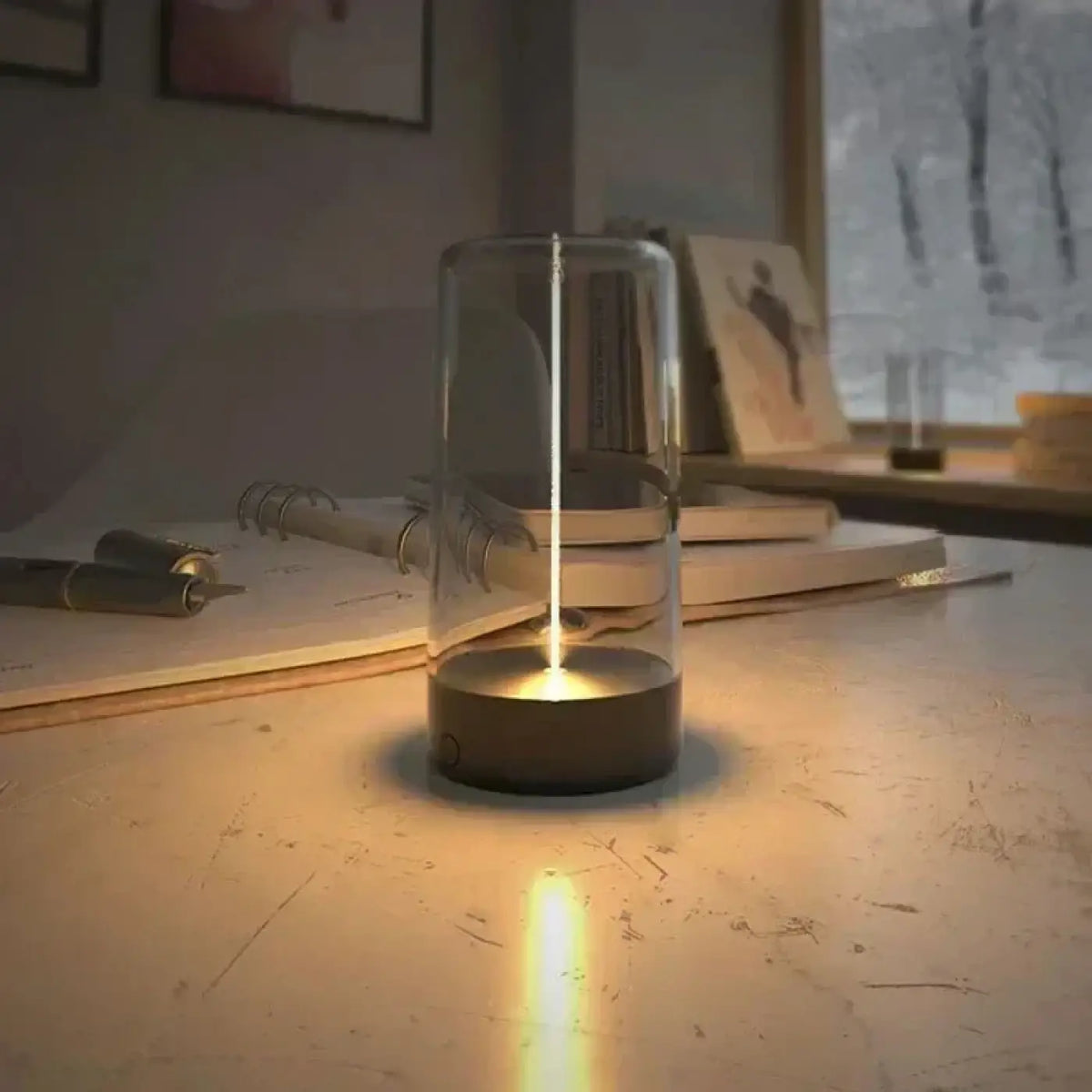 Veilleuse LED à poser sous cloche en verre, lumière chaude