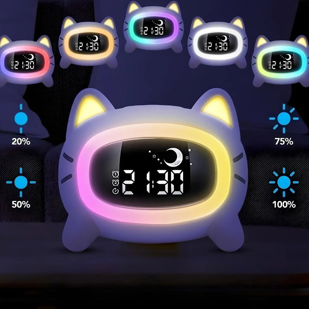 Veilleuse petit chat en silicone, jeu de couleurs