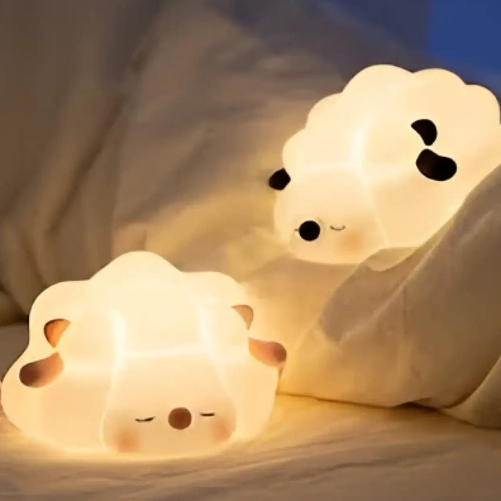 Veilleuse mouton en silicone, rose ou noir