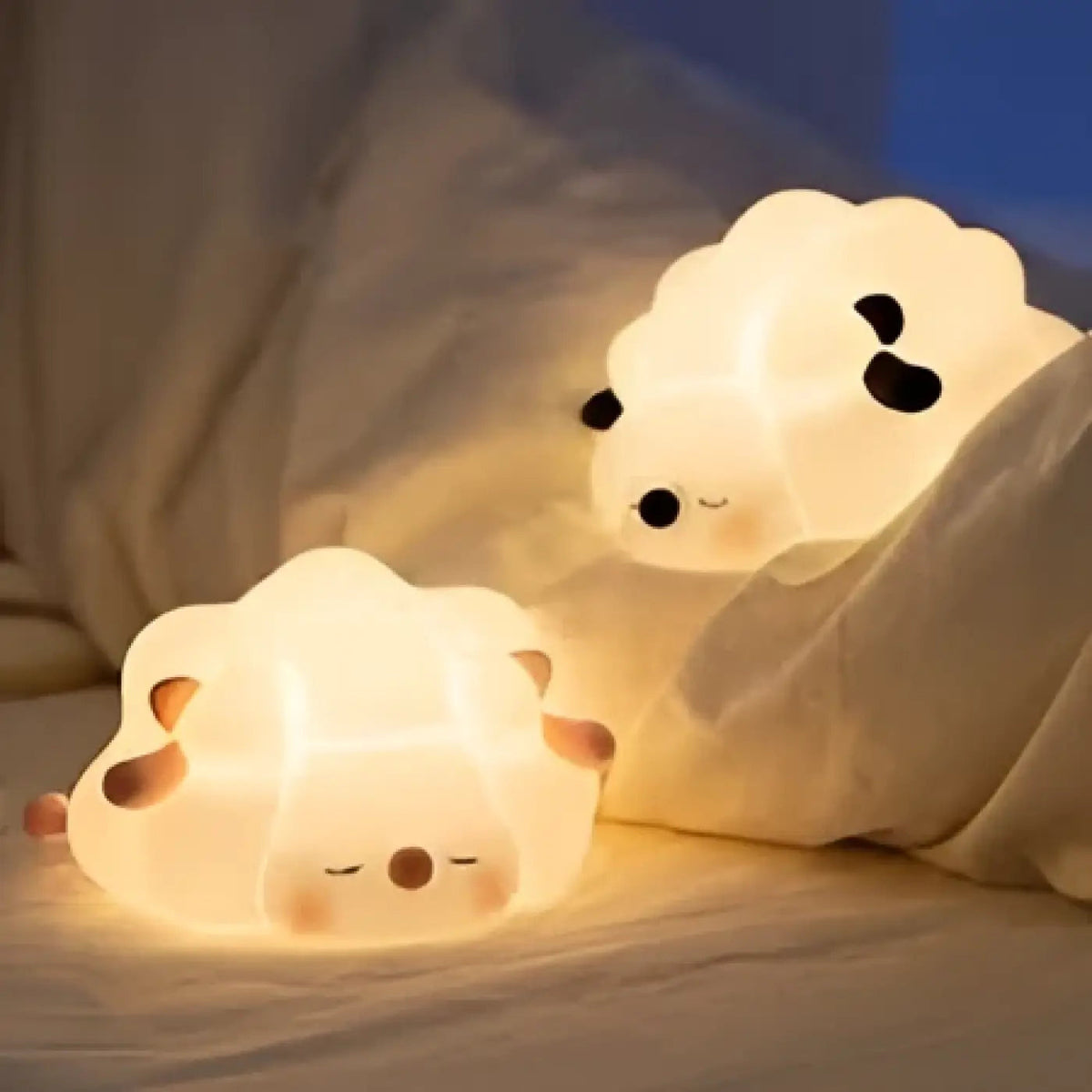Veilleuse mouton en silicone, rose ou noir