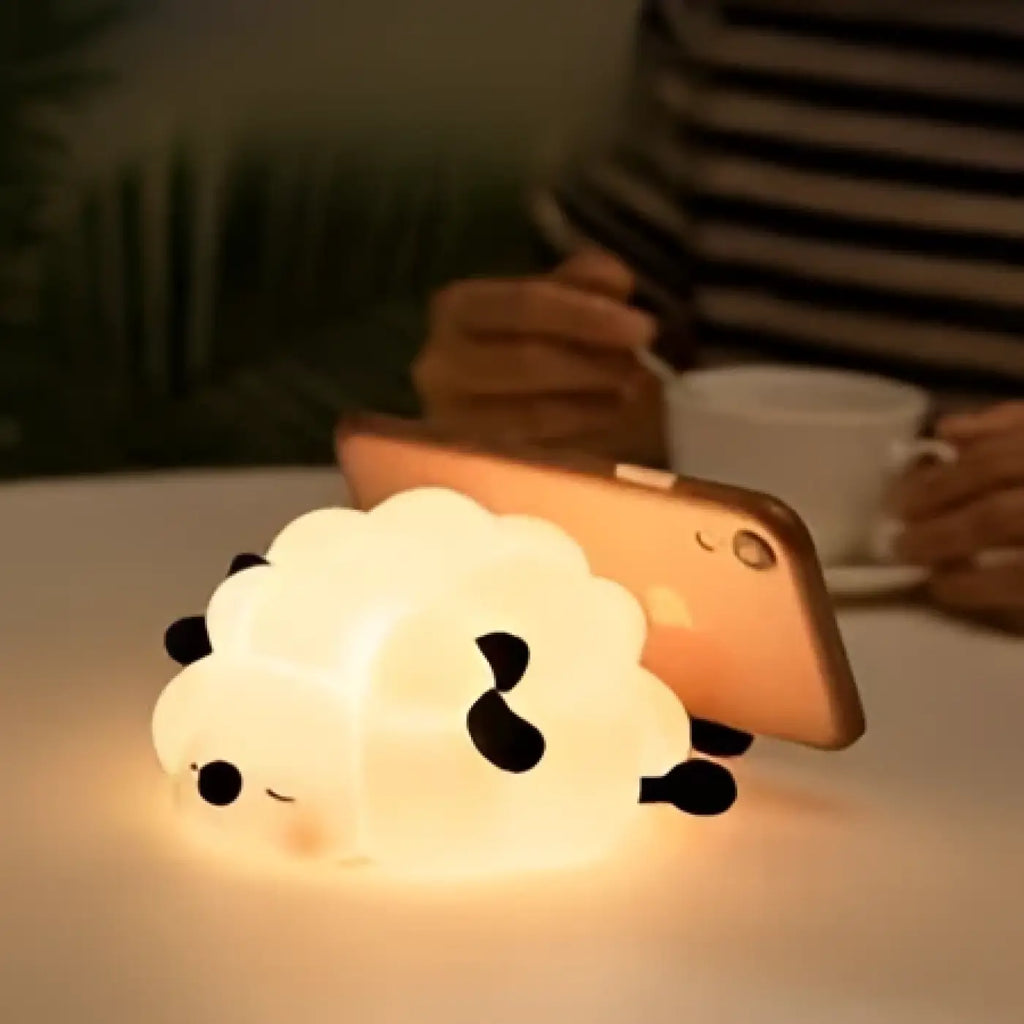Veilleuse mouton en silicone, rose ou noir