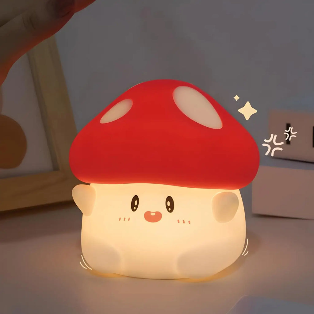 Veilleuse champignon à chapeau rouge, silicone, tactile