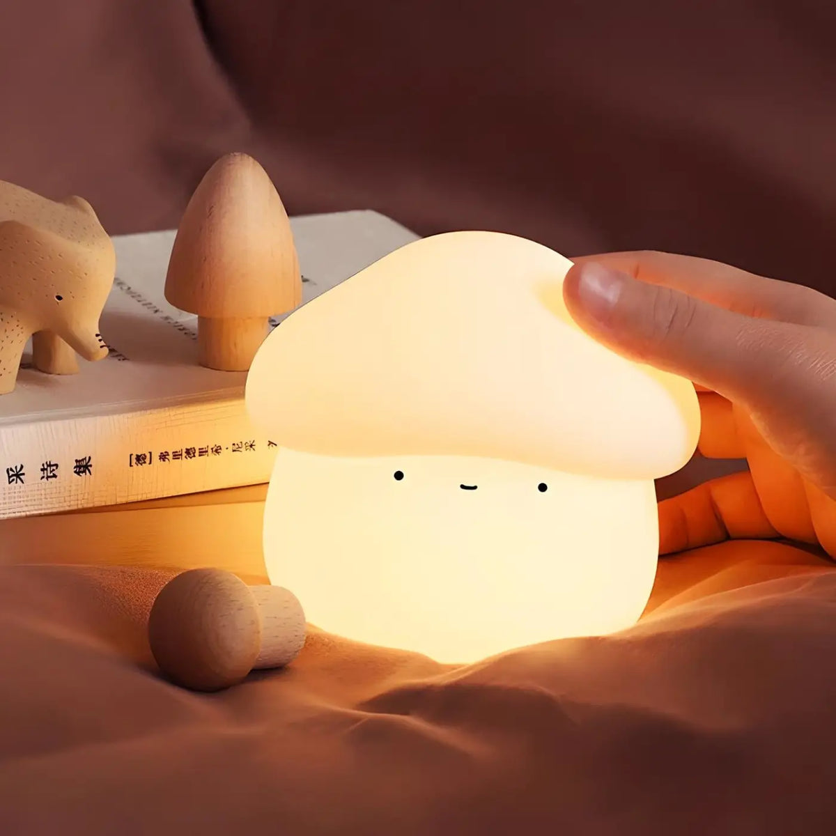 Veilleuse champignon rechargeable, luminosité réglable