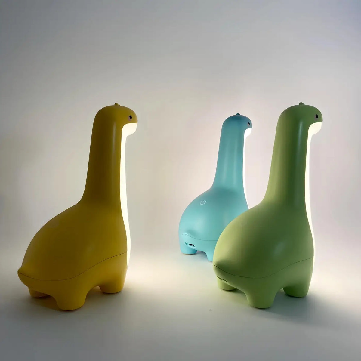 Veilleuse créature préhistorique, coloris vert, bleu ou jaune