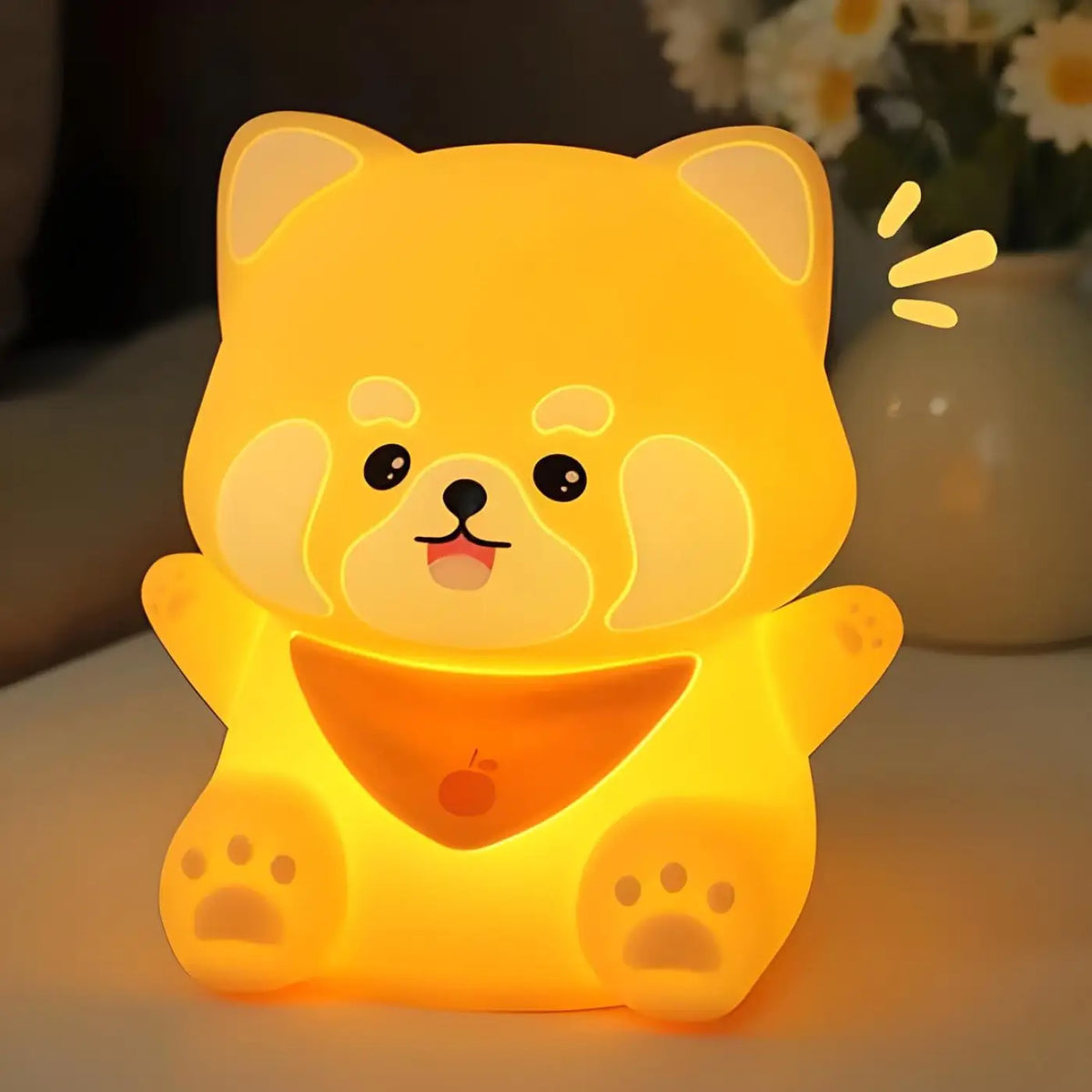 Veilleuse panda roux en silicone souple, lumière ajustable