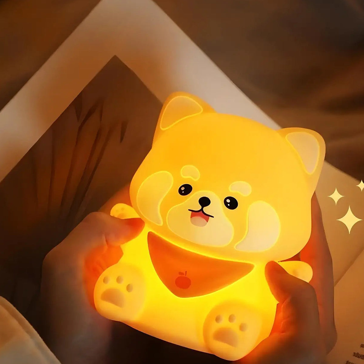 Veilleuse panda roux en silicone souple, lumière ajustable