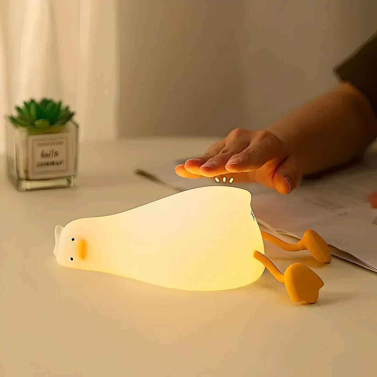 Veilleuse oie en silicone, lumière réglable et minuterie