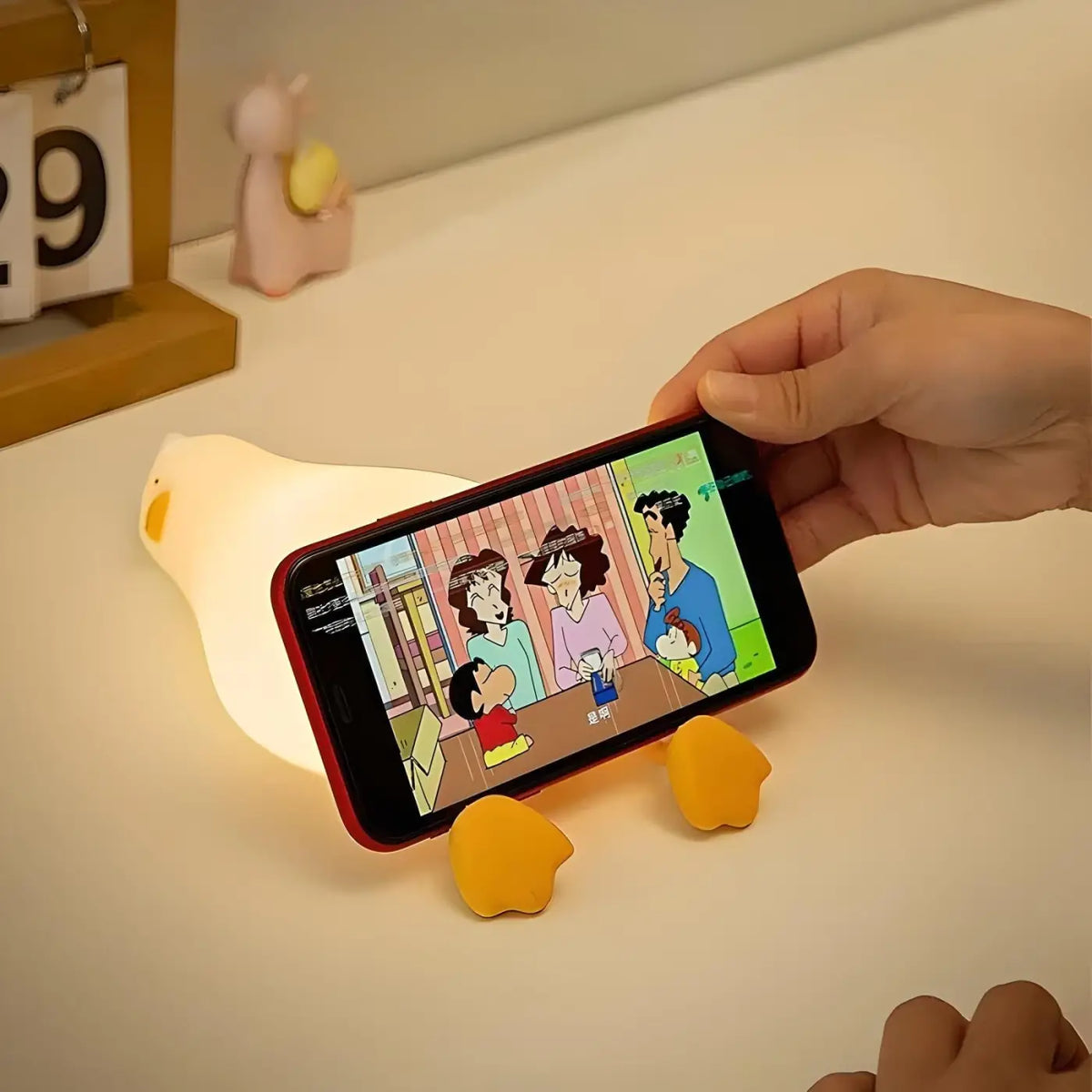 Veilleuse oie en silicone, lumière réglable et minuterie