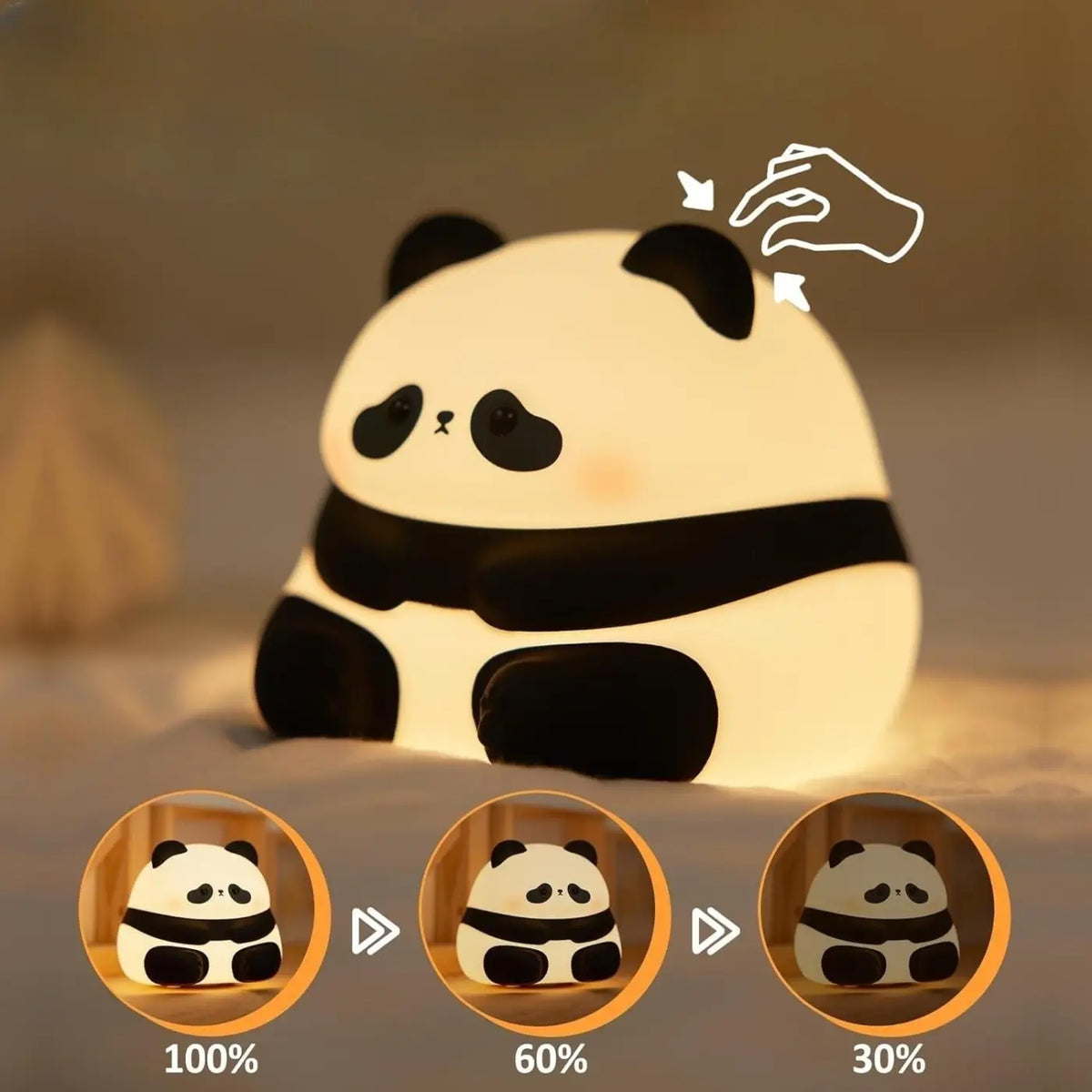 Veilleuse panda expressif aux formes arrondies