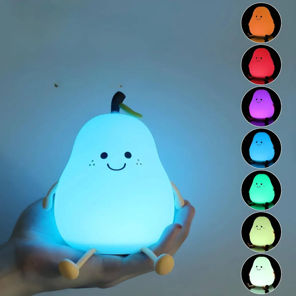 Veilleuse poire en silicone, couleurs modulables, tactile