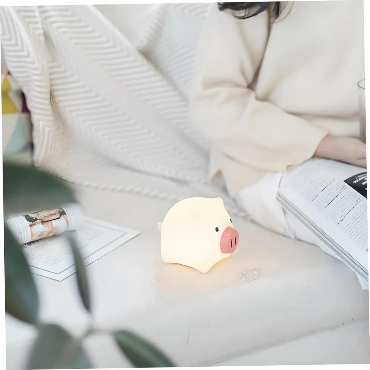 Veilleuse cochon à la couleur de lumière modulable