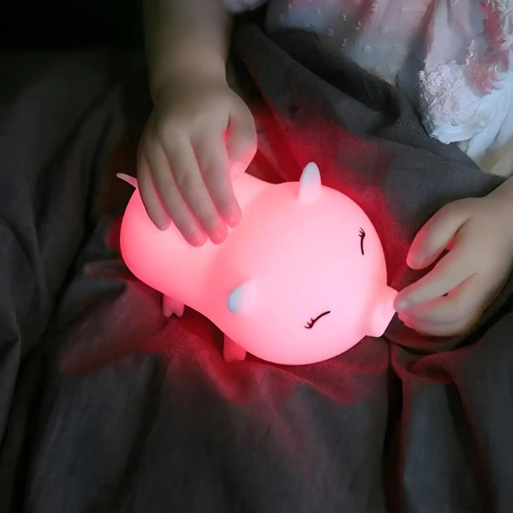 Veilleuse petit cochon tout rond, en silicone souple