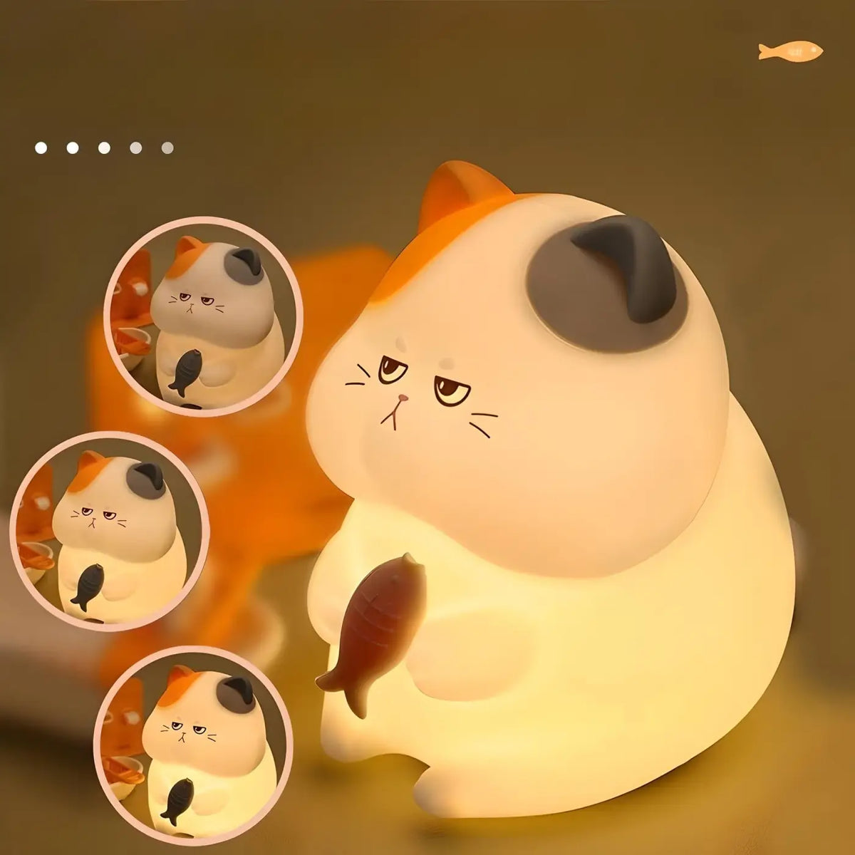 Veilleuse petit chat au format compact pour table de chevet