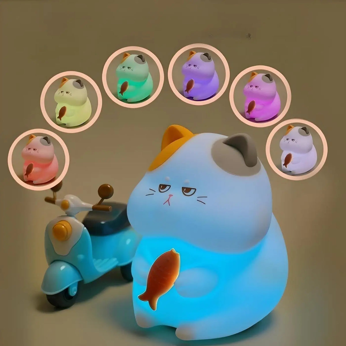 Veilleuse petit chat au format compact pour table de chevet