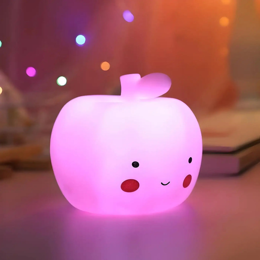 Veilleuse pomme pour chambre d'enfant, rose ou bleue