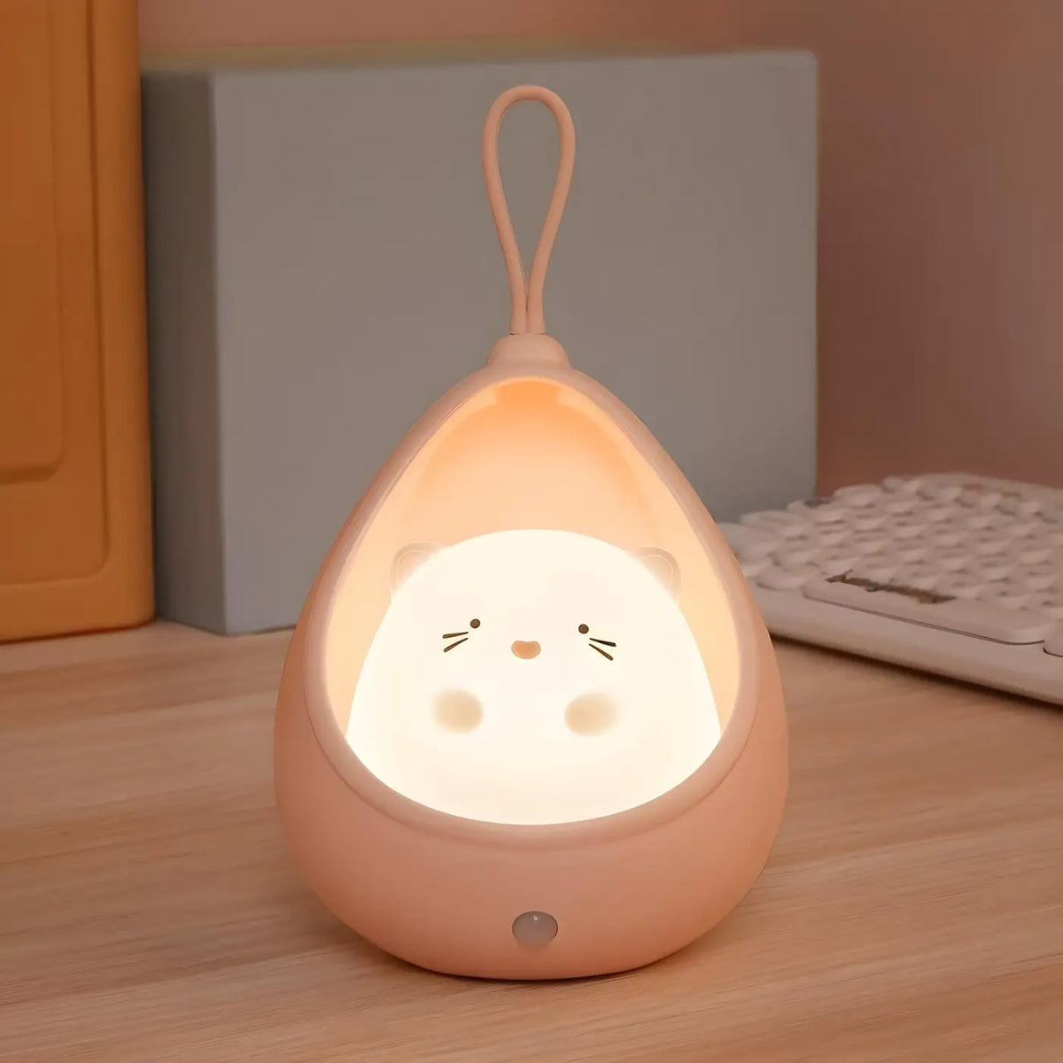 Veilleuse petit félin rechargeable, lueur chaude