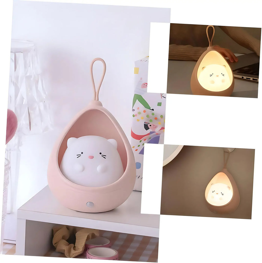 Veilleuse petit félin rechargeable, lueur chaude