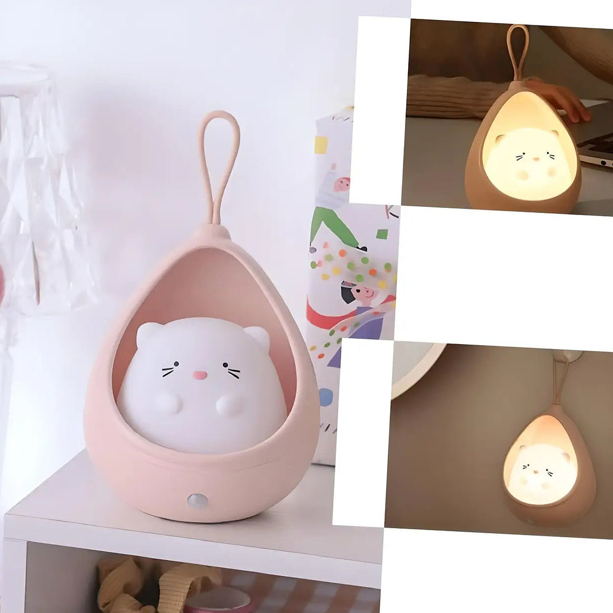 Veilleuse petit félin rechargeable, lueur chaude