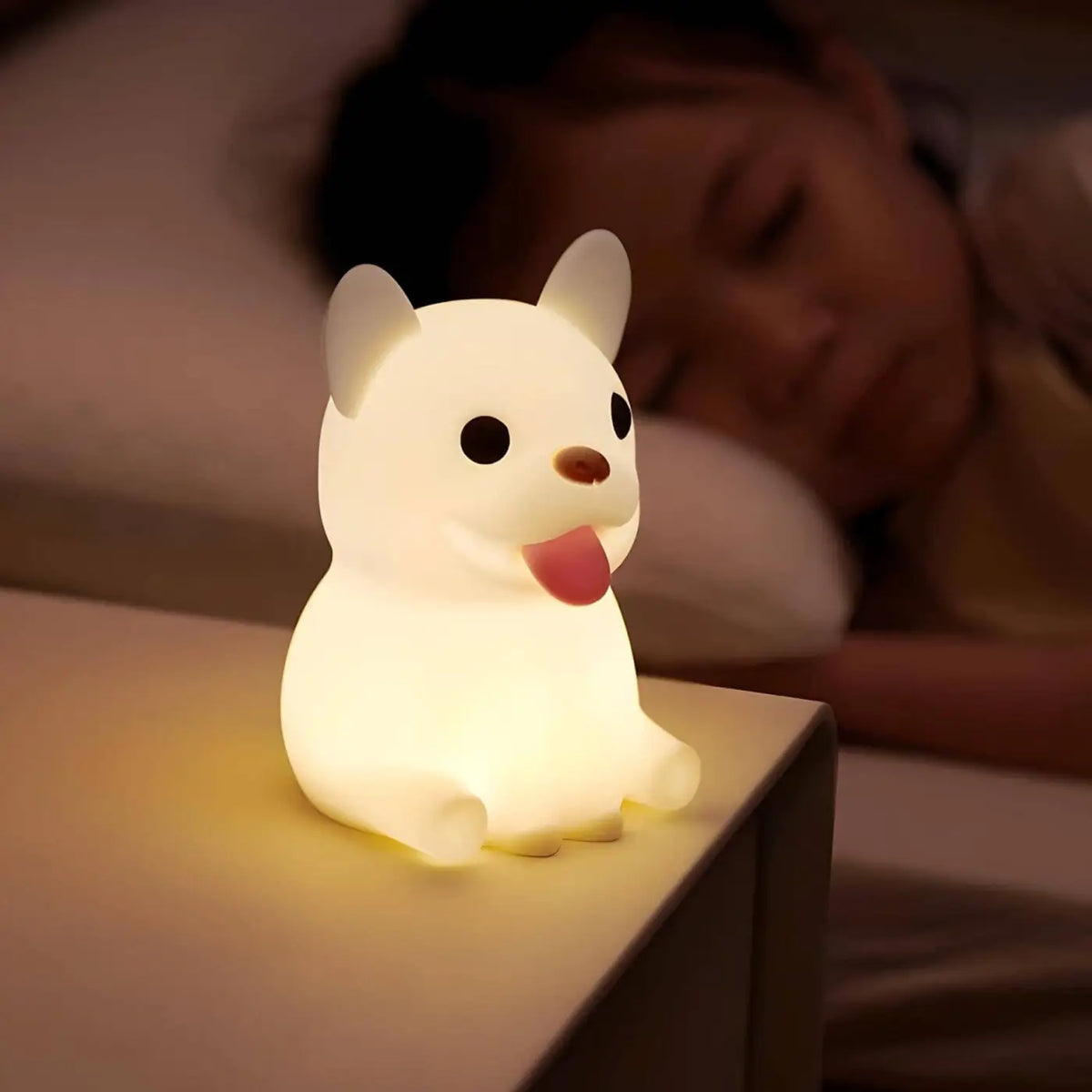 Veilleuse chiot en silicone, intensité réglable, rechargeable