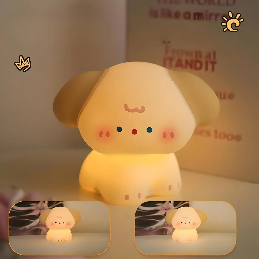 Veilleuse chien en silicone, lumière jaune tamisée, rechargeable