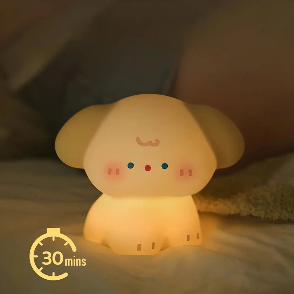 Veilleuse chien en silicone, lumière jaune tamisée, rechargeable