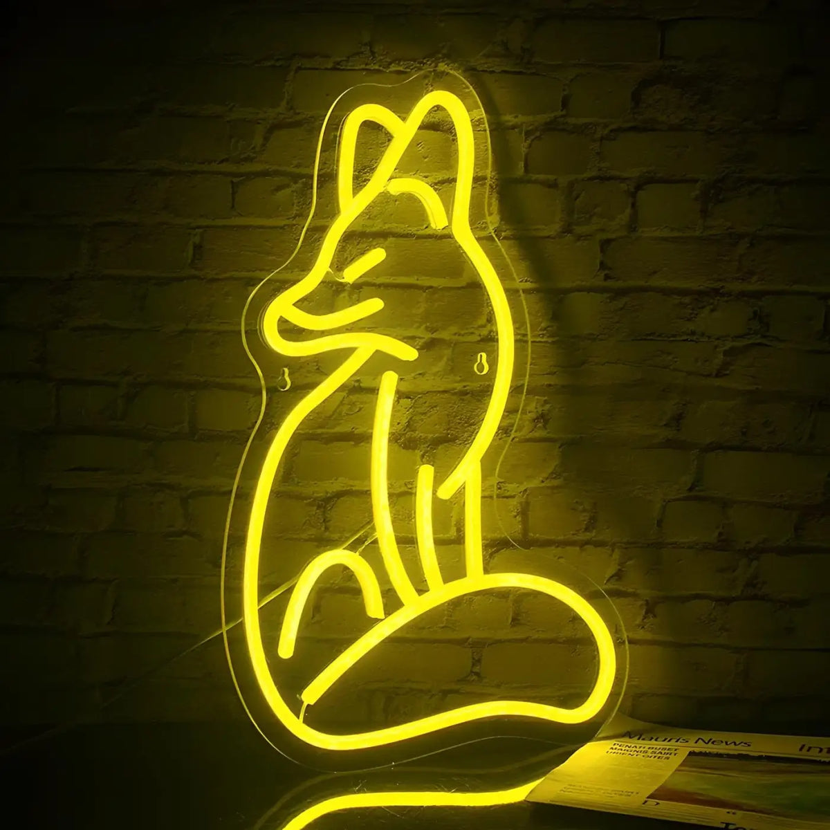 Veilleuse renard au tracé lumineux, lumière chaude