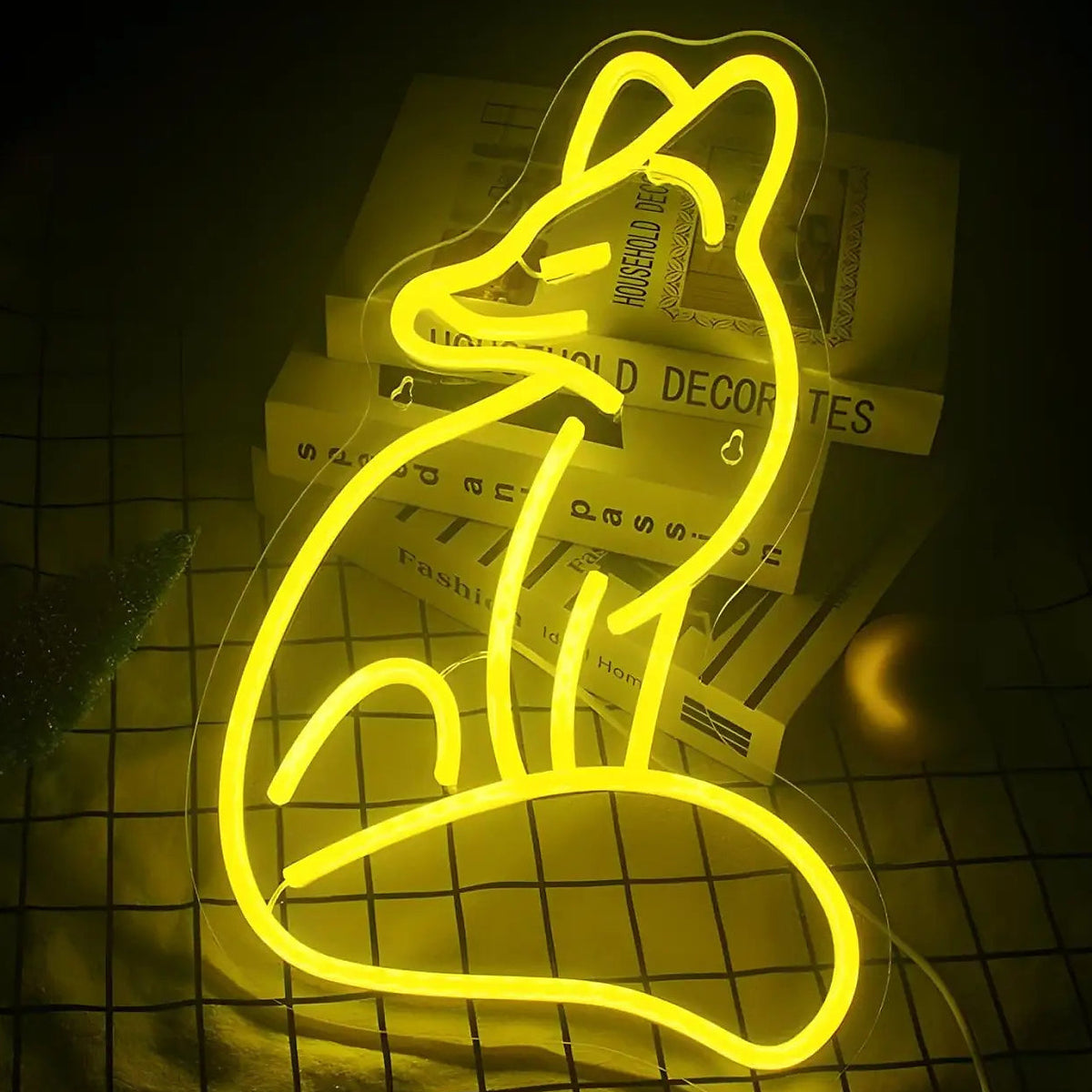 Veilleuse renard au tracé lumineux, lumière chaude