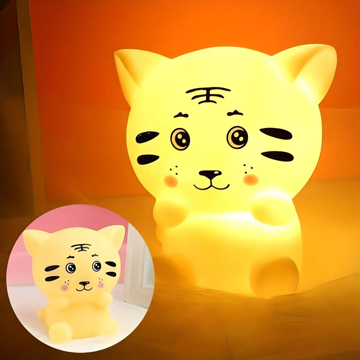 Veilleuse petit tigre, jaune, blanc, rose ou bleu, jaune