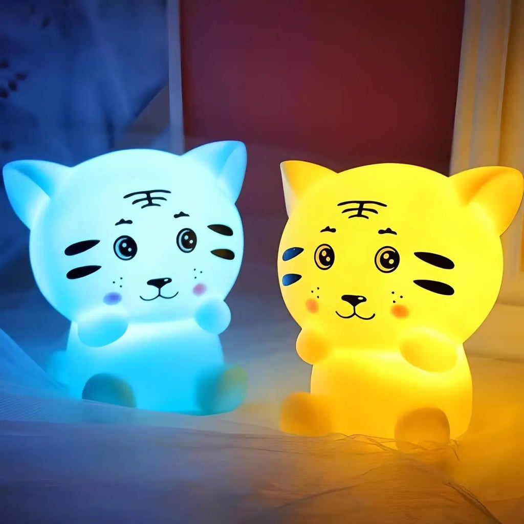 Veilleuse petit tigre, jaune, blanc, rose ou bleu