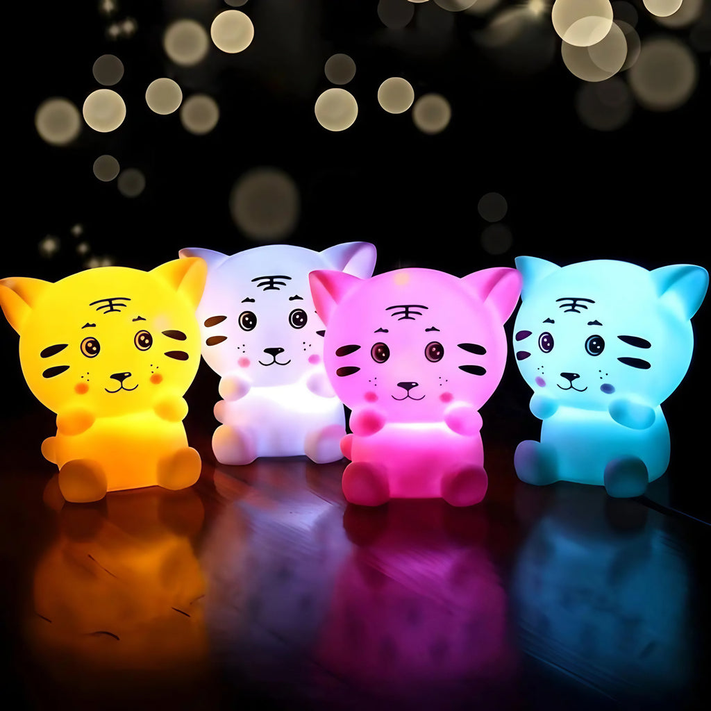 Veilleuse petit tigre, jaune, blanc, rose ou bleu