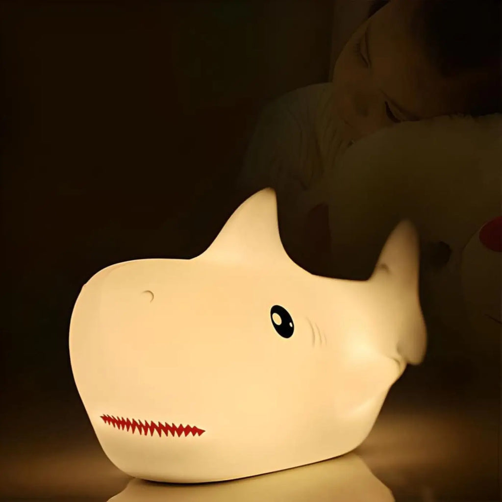 Veilleuse petit requin en silicone, couleurs, rechargeable USB