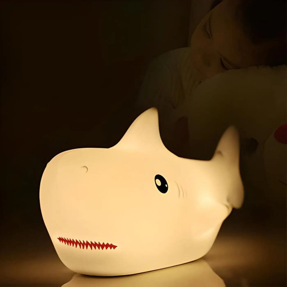 Veilleuse petit requin en silicone, couleurs, rechargeable USB