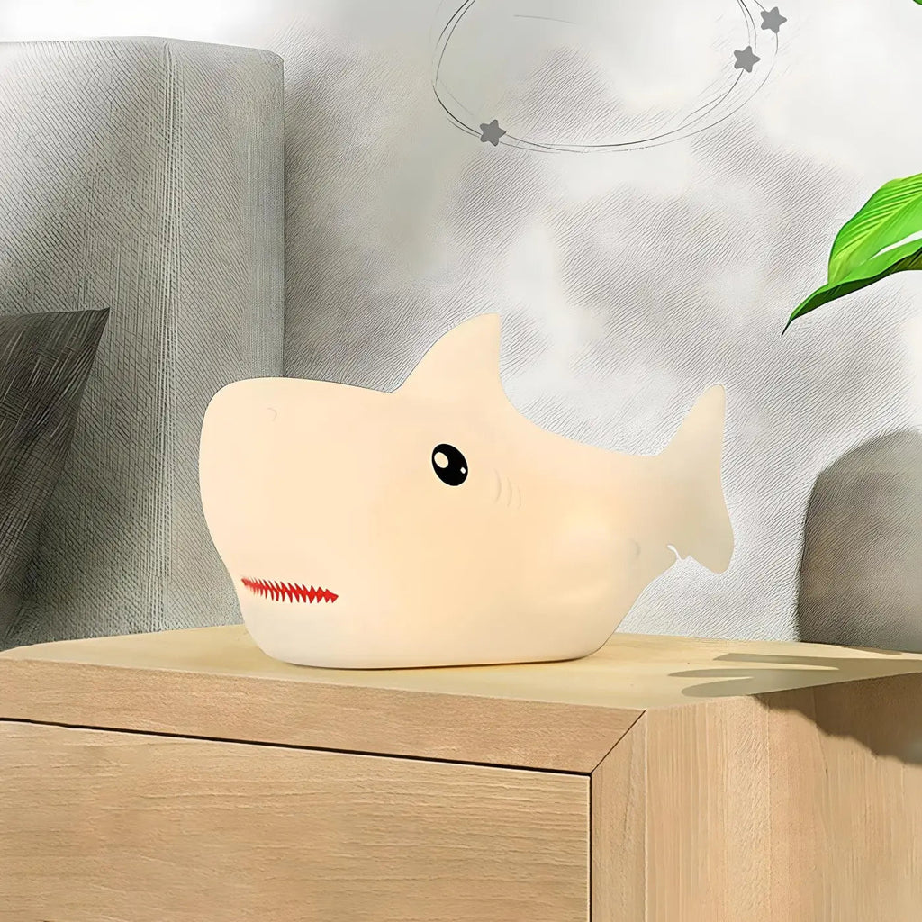 Veilleuse petit requin en silicone, couleurs, rechargeable USB