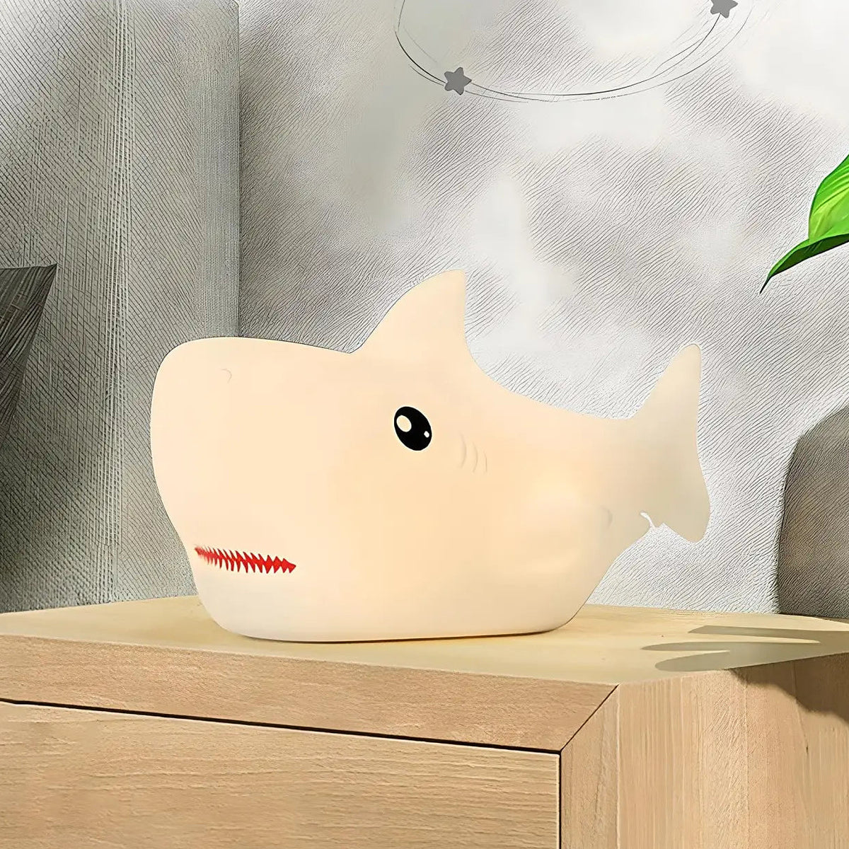 Veilleuse petit requin en silicone, couleurs, rechargeable USB
