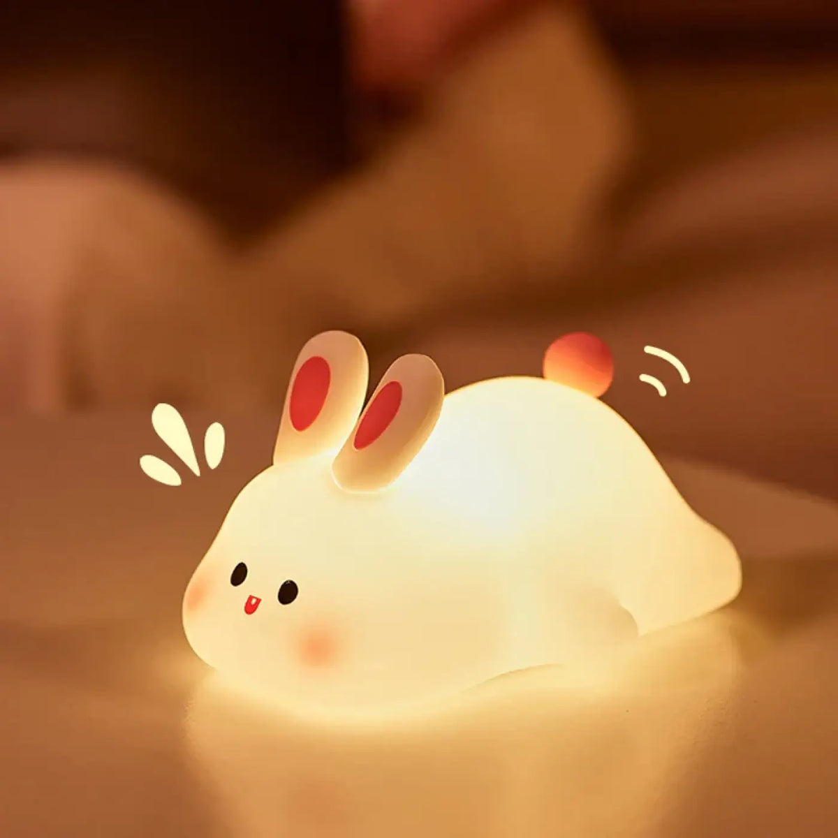 Veilleuse en silicone doux, lapin ou licorne