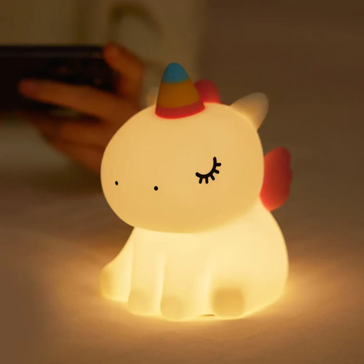 Veilleuse en silicone doux, lapin ou licorne