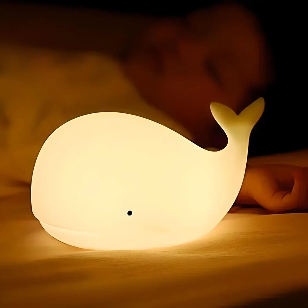 Veilleuse baleine tactile, du blanc doux aux couleurs