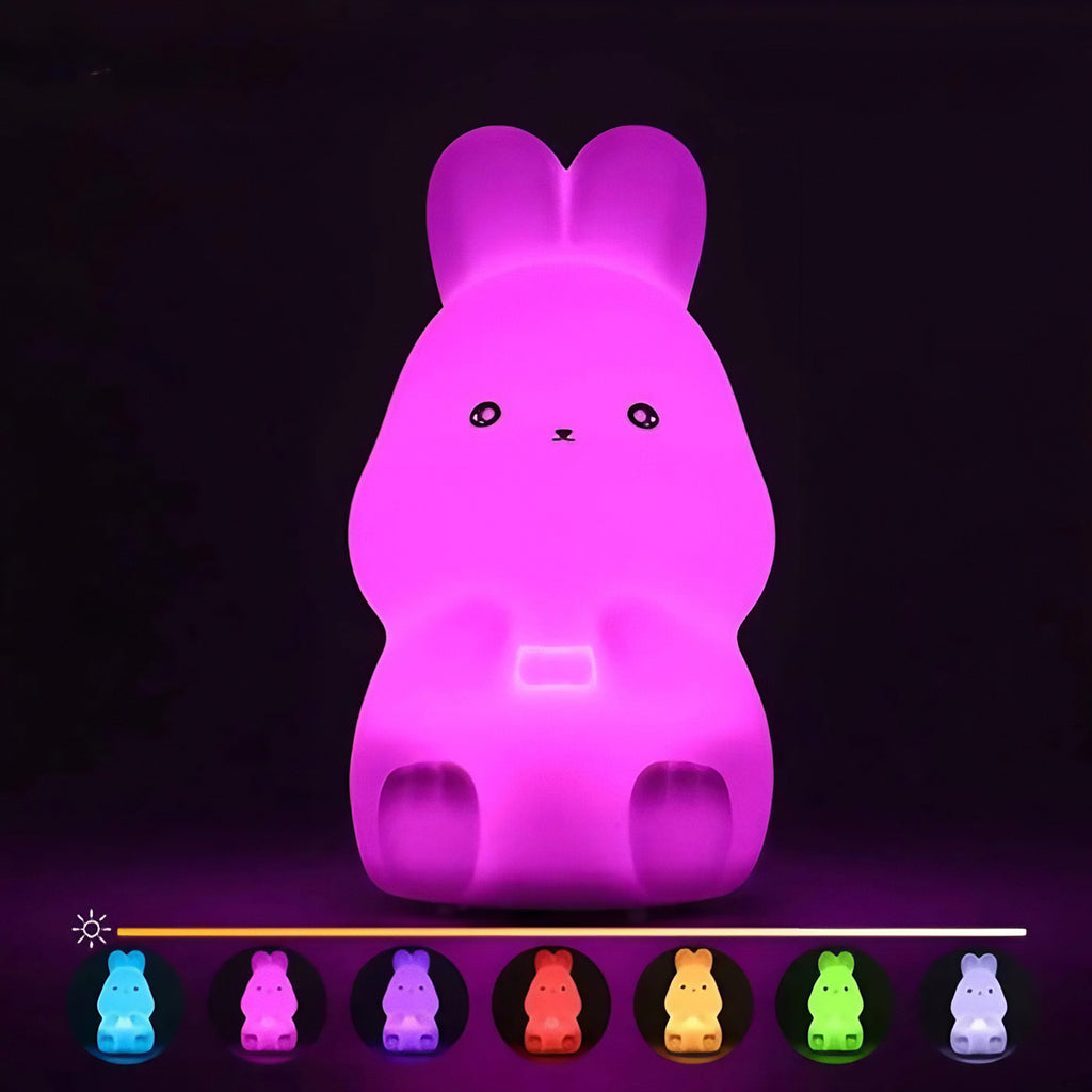 Veilleuse petit lapin en silicone, variations de couleur